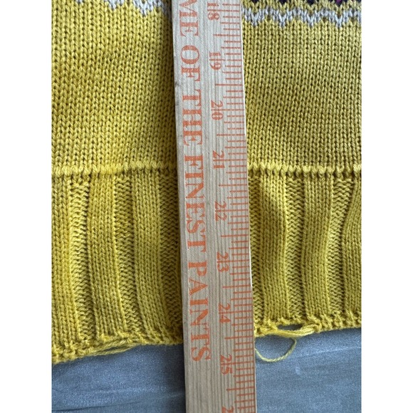 Easel Women's Mustard Yellow Fair Isle Knit Sweater Size Small - Picture 7 of 7